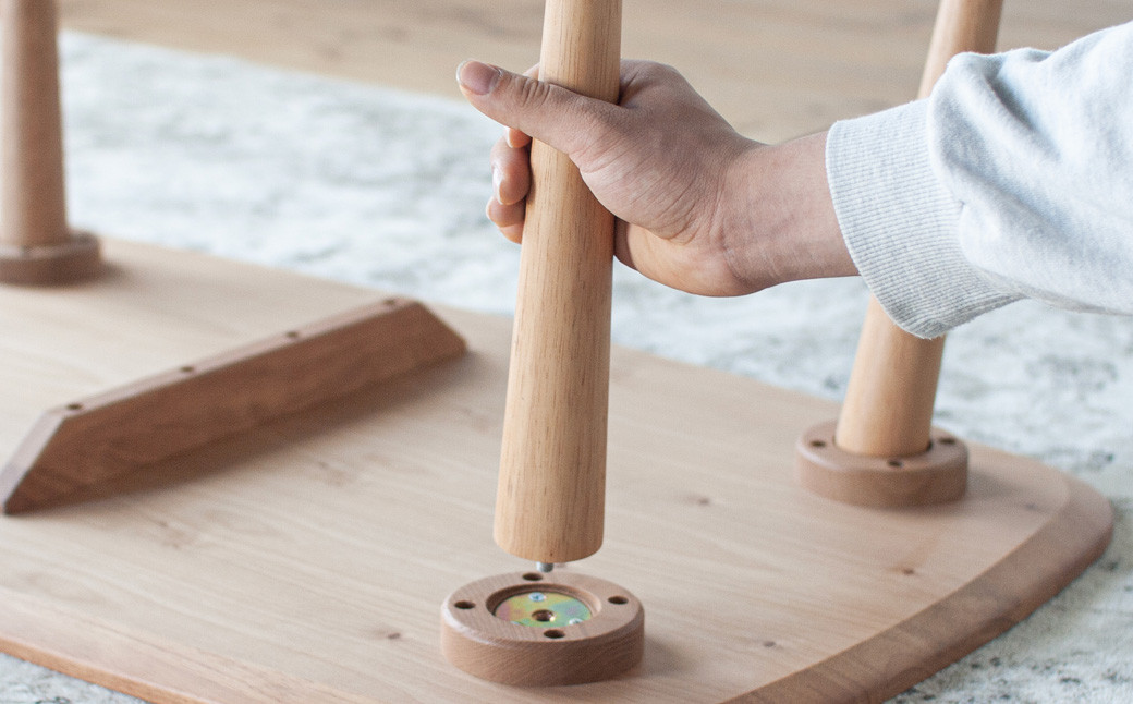 オーク材のローテーブル (2サイズ 90cm・120cm) 高さも選べます。