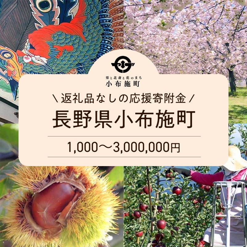 【ふるさと納税】長野県 小布施町 応援寄附金【返礼品なし】[小布施町役場] 福祉・子育て支援 学び・文化事業 農産業ブランド化 移住定住・まちづくり 安全安心の環境づくり 脱炭素推進 1,000円～3,000,000