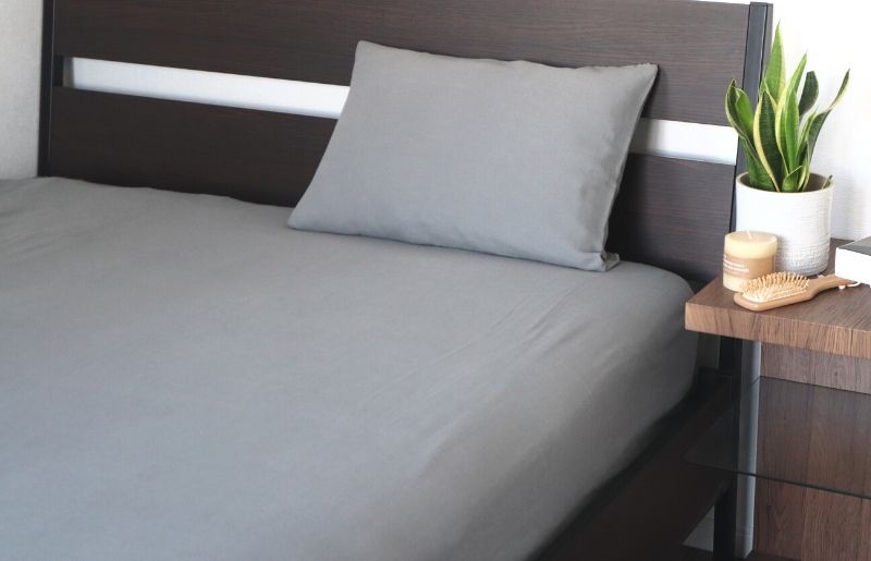 【tissu de coton/ダブルガーゼ】シングルフラットシーツ＆ピローケースセット（グレー） G1964