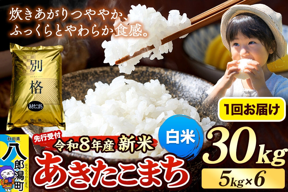 
                  《令和8年産 新米受付》米 あきたこまち 30kg（5kg×6袋）【白米】秋田県産 [新米 先行予約 先行受付 米 コメ 白米 あきたこまち おいしい 美味しい 安全 自然の恵み]
                