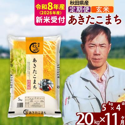 ふるさと納税 北秋田市 R8産 新米受付《定期便11ヶ月》あきたこまち 20kg【玄米】|msrf-22211s