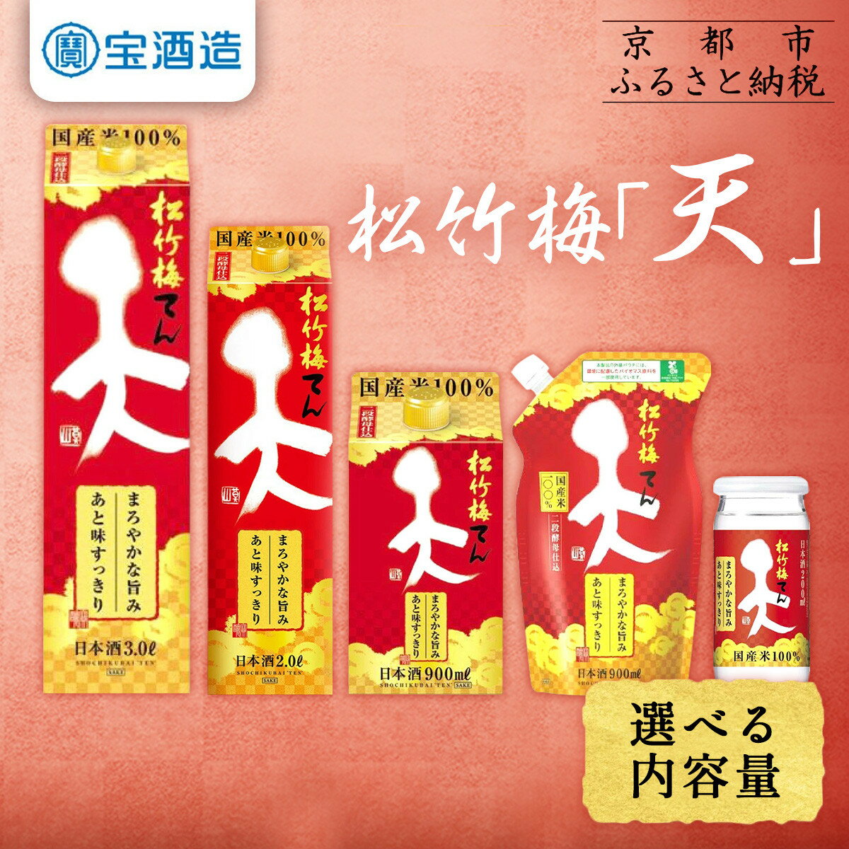 【ふるさと納税】【宝酒造】松竹梅「天」200ml～3L［ タカラ 京都 選べる 容量 お酒 日本酒 清酒 パック酒 カップ 人気 おすすめ 定番 おいしい ギフト プレゼント 贈答 ご自宅用 お取り寄せ ふるさと納税 ］