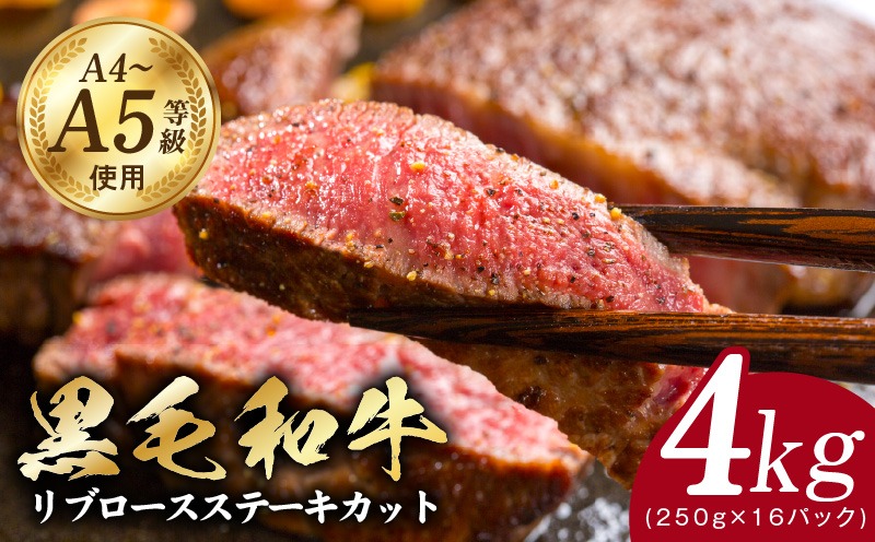 CFX0066 A5/A4ランク 黒毛和牛 リブロースステーキカット 合計4kg（250g×16P）【極味付け肉】