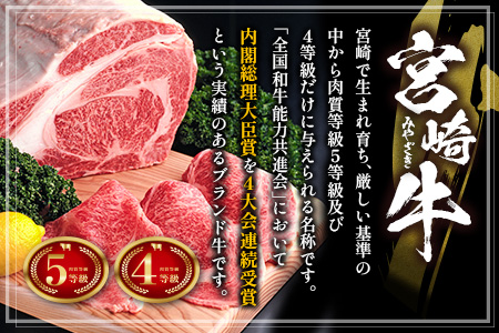 ＜肉質等級4等級＞宮崎牛 ロース 食べ比べ セット（合計1kg） 国産 肉 牛肉 ご飯 おかず お祝い ごちそう【E161-2510-90】