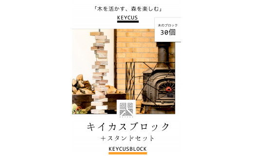 熊本県  キイカスブロック 30個 ＋スタンドセット オブジェ  國武林業《30日以内に出荷予定(土日祝除く)》 ---ism_kuniobjet_30d_21_96000_13kg---
