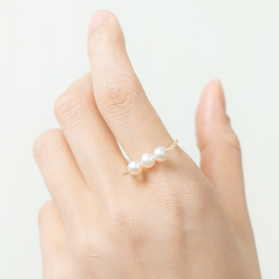 ＜ONOV　LUXE＞リング　CLUM　ダイヤ　アコヤパール　K18