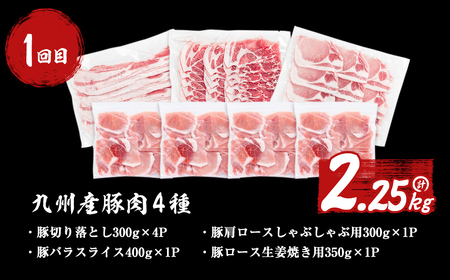 【ふるなび限定】【定期便全2回】九州産豚肉の日常使い定期便(2ヵ月連続・計3.75kg)  九州産 豚 豚肉 肉 国産 小分け 真空包装 冷凍 FN-Limited-SP t0025-001