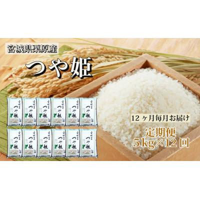 ふるさと納税 栗原市 【毎月定期便】つや姫白米5kg(5kg×1袋) 宮城県栗原産全12回