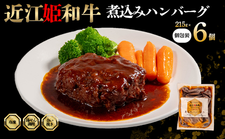 近江牛 煮込み ハンバーグ 6個 【近江牛 国産 豚 合い挽き】