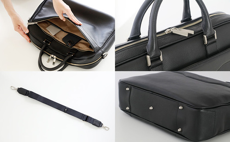 本革姫路レザー　PLS LEATHER　ビジネスブリーフバッグ ネイビー