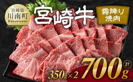 【令和7年11月発送】宮崎牛霜降り焼肉 700g (350g×2)【肉 牛肉 国産 宮崎県産 宮崎牛 黒毛和牛 和牛 焼肉 BBQ 4等級  A4ランク 肩ロース E11122】