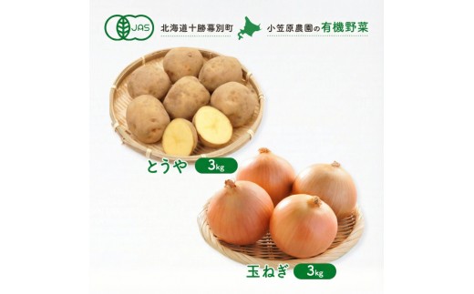 
                  小笠原農園の有機野菜 2種詰合せ（とうや3kg・玉ねぎ3kg）北海道 十勝 幕別《2026年秋出荷先行予約》【 野菜 芋 じゃがいも とうや 玉ねぎ たまねぎ セット 】 [№5749-1401]
                