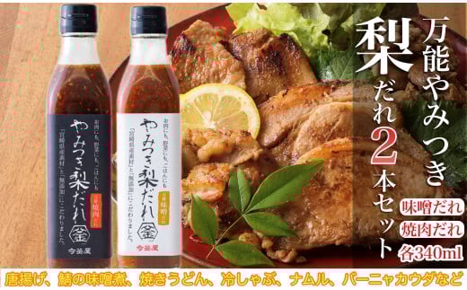万能やみつき梨だれ2本セット（340ml×2本） 今釜屋 タレ たれ 万能だれ 味噌だれ 焼肉のたれ 調味料 調味料セット 焼き肉 バーベキュー BBQ アウトドア