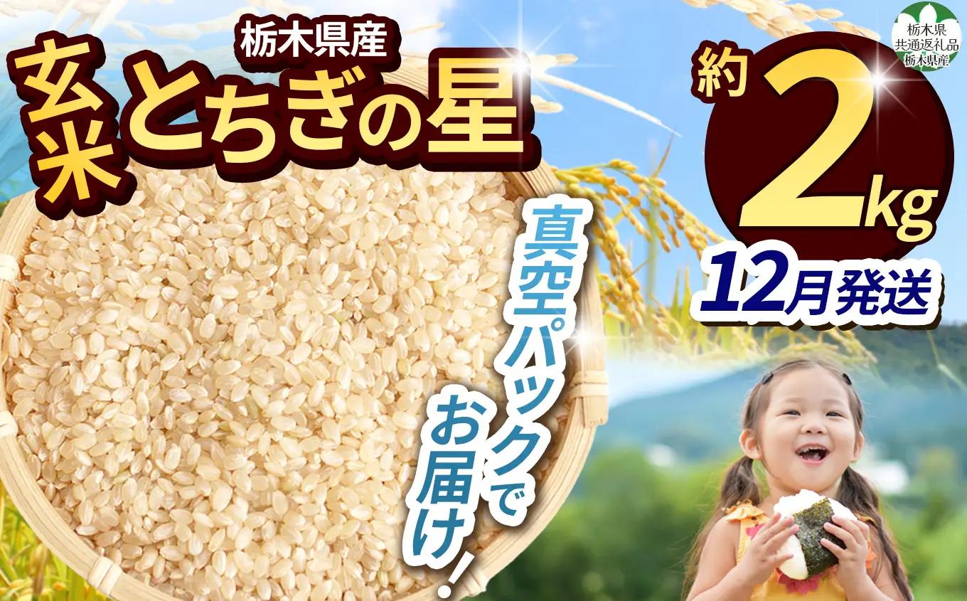 【栃木県共通返礼品】【先行予約】【12月発送分】令和8年度新米 栃木県産とちぎの星（玄米真空パック) 約2kg  | 栃木県 那珂川町 送料無料