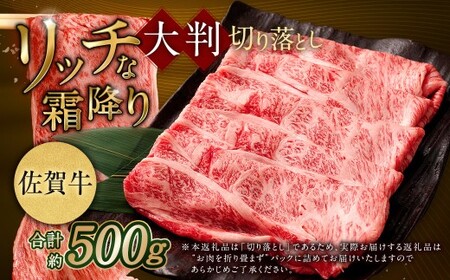 【2025年9月初登場】 佐賀牛 リッチな霜降り 大判 切り落とし 500g  【2月発送】／ 黒毛和牛 和牛 牛肉 お肉 肉 霜降り 九州 福岡県 太宰府市 冷凍