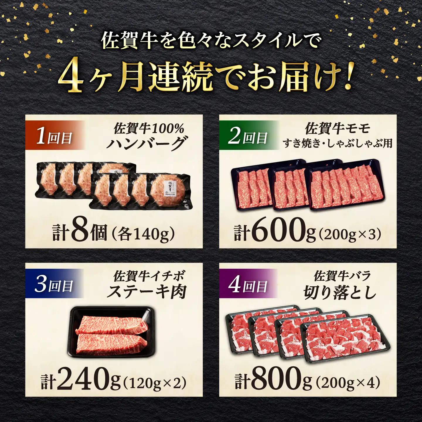 【4回定期便】佐賀牛プレミアム定期便（寄附金額 10万円コース）/ナチュラルフーズ[UBH125]
