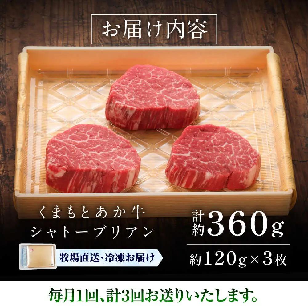 3回定期便 GI認証くまもとあか牛シャトーブリアン 約120g×3枚 ステーキ BHAS072 ステーキ