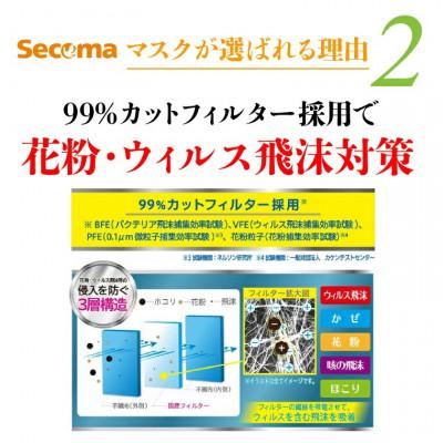 ふるさと納税 石狩市 Secoma 肌ざわりなめらか 国産不織布フィルターマスク(50枚入×1個+7枚入×2・計64枚) |  | 02