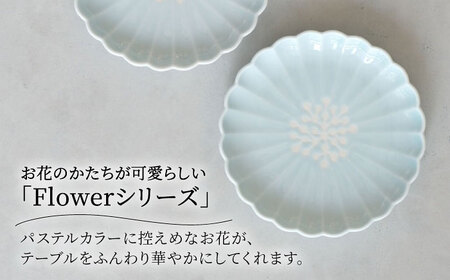 【波佐見焼】フラワー 菊割3.5号皿 カップ 4点セット ブルー【西海陶器】[OA372]