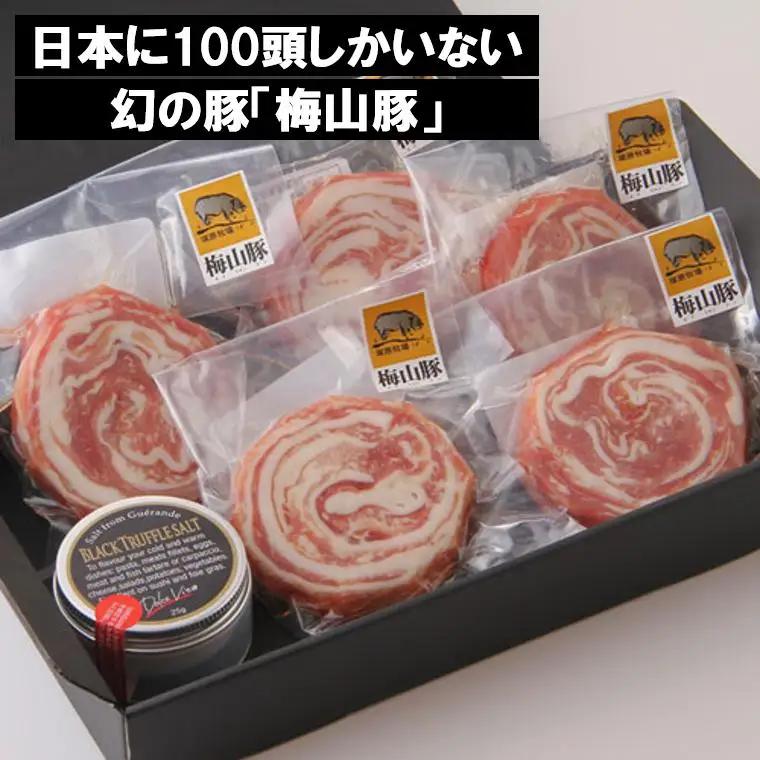 K1147 幻の豚「梅山豚」ロールステーキ６個セット（トリュフ塩付き）