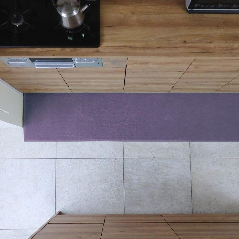 北欧風キッチンマット ラグマットタイプ 45×210cm ノーマル型 モーブ 抗菌防臭 SEK 織人しきもの屋工房 diw0083