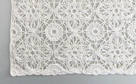 差し込み ショートマフラー レトロレース柄 ( ロイヤルブルー ) シルク100％ コード刺繍 レディース 日本製 | おしゃれ シンプル マフラー プレゼント ギフト 新潟県 五泉市 有限会社田中刺