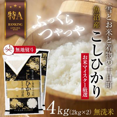 ふるさと納税 十日町市 【のし付き】無洗米  魚沼産 コシヒカリ 2kg ×2袋  炊き方ガイド付