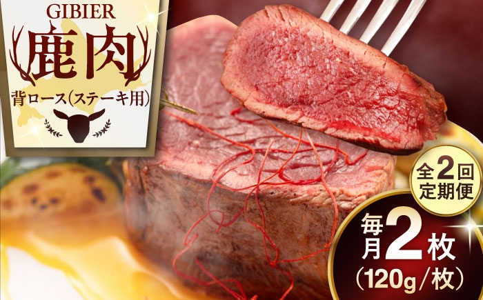 
            【全2回定期便】鹿肉 背ロース 2枚 《喜茂別町》【EBIJIN】 ジビエ 鹿 ロース ステーキ ステーキ用 赤身 冷凍 冷凍配送 定期便 [AJAO067] 20000 20000円 2万円 2万
          