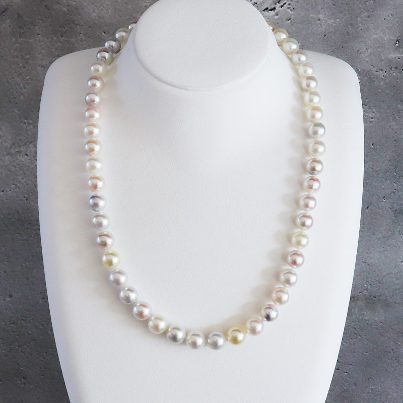 真珠 ネックレス 8~9ミリ 無調色マルチカラー / あこや 本真珠 大珠 大粒 伊勢志摩 志摩 志摩産 アクセサリー ギフト パール 母の日 ホワイトデー クリスマス 入学式 卒業式 成人式 結婚式 記念日 誕生日 フォーマル シンプル / 志摩産 あこや真珠 8-9ミリ 無調色マルチカラー ネックレス