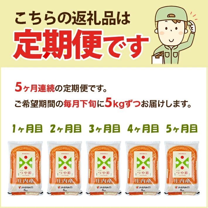 【定期便】つや姫5kg×5ヶ月連続 計25kg(3月～7月)