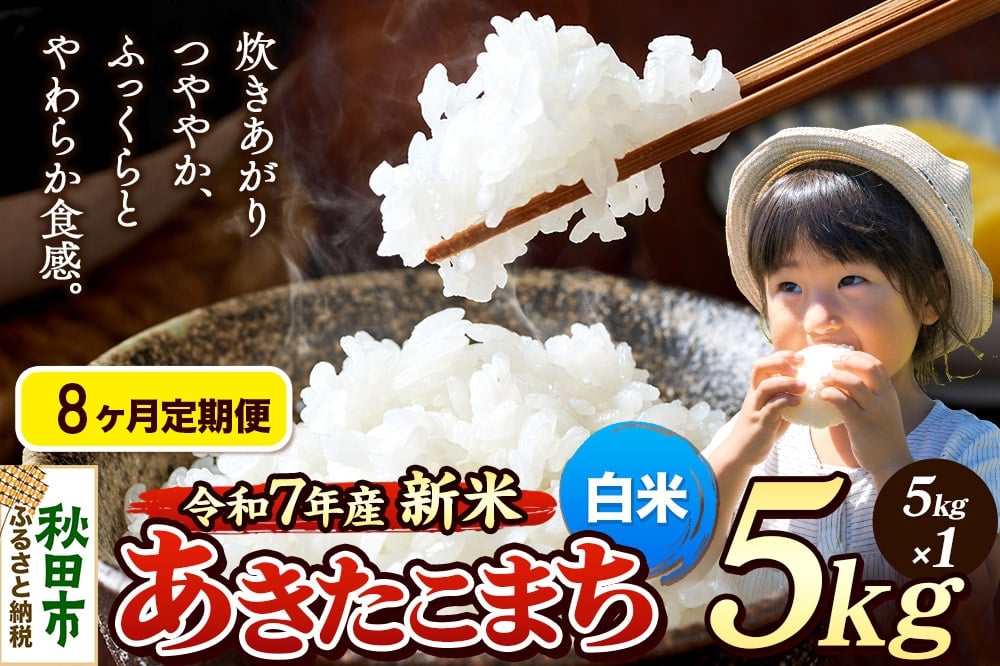 
            《令和7年産 新米先行受付》《定期便8ヶ月》 米 あきたこまち 5kg 【白米】 秋田県産
          