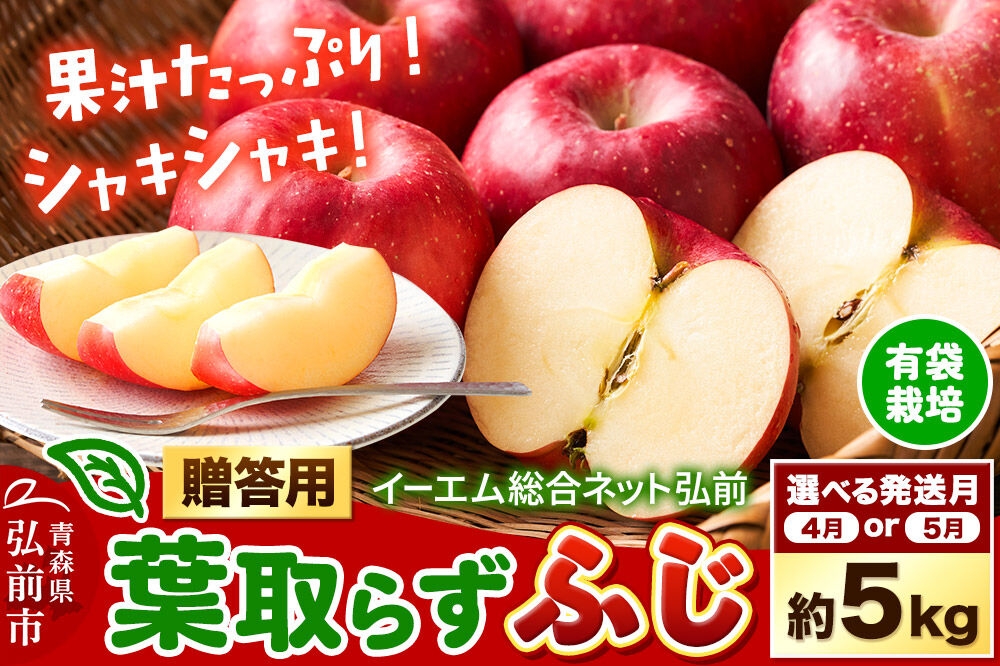 
                  りんご【選べる 27年4月／5月 クール便発送】葉取らず ふじ【贈答用】約5kg【有袋栽培・CA貯蔵】EMりんご 林檎 リンゴ 果物 くだもの フルーツ 青森県 弘前市 贈り物 ギフト [先行予約 産地直送 アップル 青森県 弘前市]
                