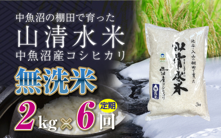【定期便／全6回】無洗米2kg　新潟県魚沼産コシヒカリ「山清水米」十日町市 米