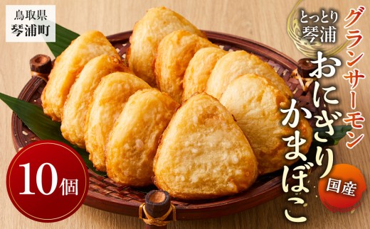 国産 とっとり 琴浦 グラン サーモン おにぎりかまぼこ 10個【かまぼこ 蒲鉾 練り物 サーモン 鮭 サケ グランサーモン おにぎり 国産 すり身 セット おつまみ 肴 魚介 水産 揚げ物 揚物 フライ お弁当 弁当 昼食 夕食 お手軽 人気 おすすめ 鳥取県 琴浦町 送料無料】
