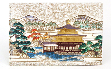 パーソナルホルダー 文庫屋大関 浮世絵 金閣寺 牛革 パーソナルホルダー【皮革工芸品】