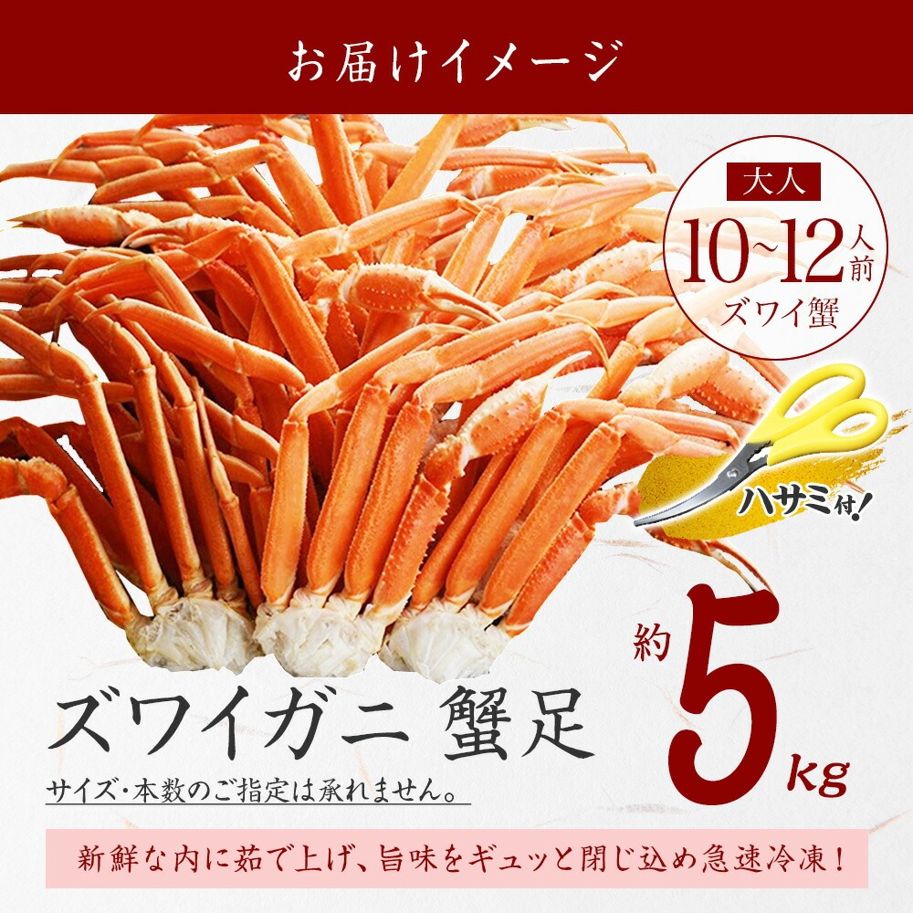 年内配送 12月20日まで受付 2991. ズワイガニ足 5kg 専用ハサミ付 カニ かに 蟹 海鮮 送料無料 期間限定 数量限定 北海道 弟子屈町_イメージ4