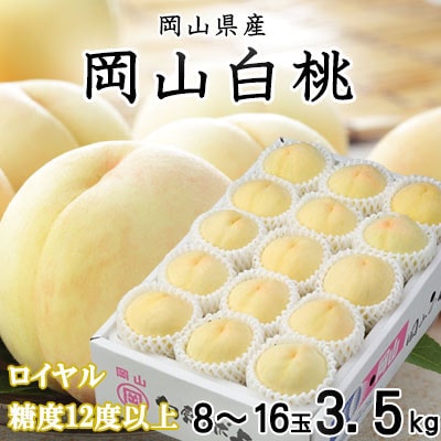 岡山白桃 ロイヤル 8〜16玉 3.5kg 岡山県産【配送不可地域：離島・北海道・沖縄県】【1424553】