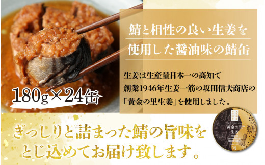 鍵屋平右衛門商店　さば味付缶詰（黄金の里生姜使用）24缶 [BFCO001]