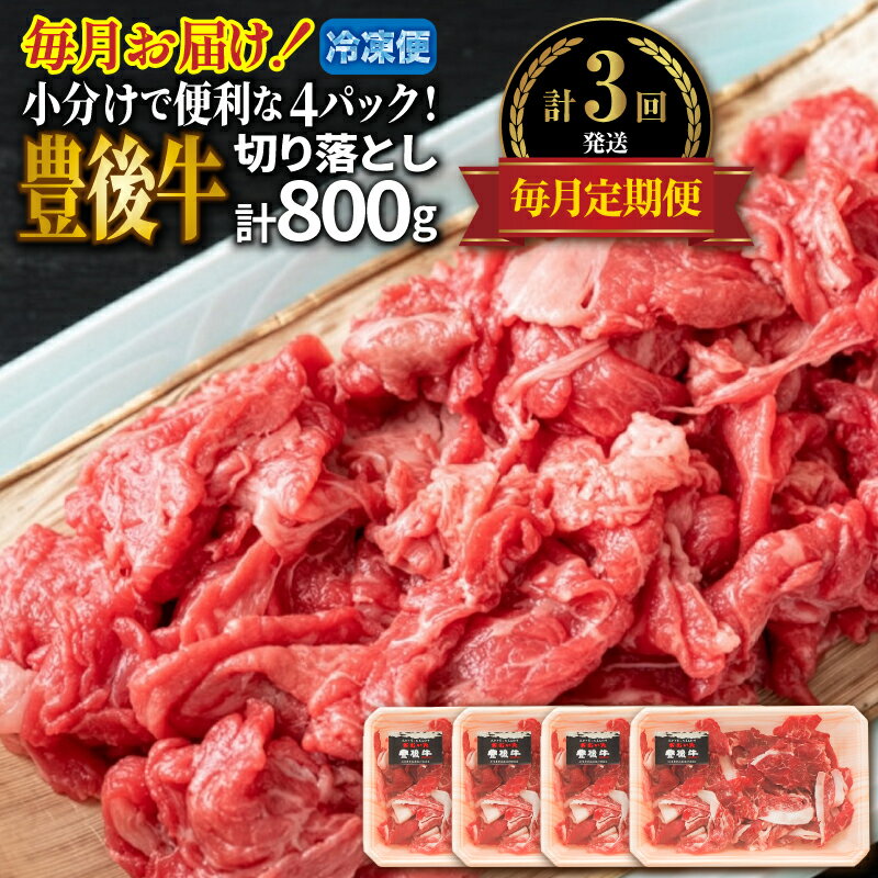 【ふるさと納税】毎月お届け！豊後牛切り落とし定期便 / 計3回発送 黒毛和牛 すきやき しゃぶしゃぶ