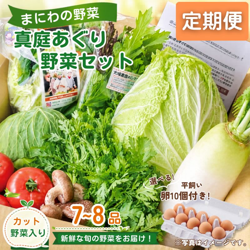 【ふるさと納税】【定期便】真庭あぐり野菜セットカット野菜が1品入る 7～8品 平飼い卵付き / 詰め合わせ 産地直送 岡山県 真庭市 新鮮 あぐりガーデン 産直工房 国産【配送不可地域：北海道／沖縄県／離島】