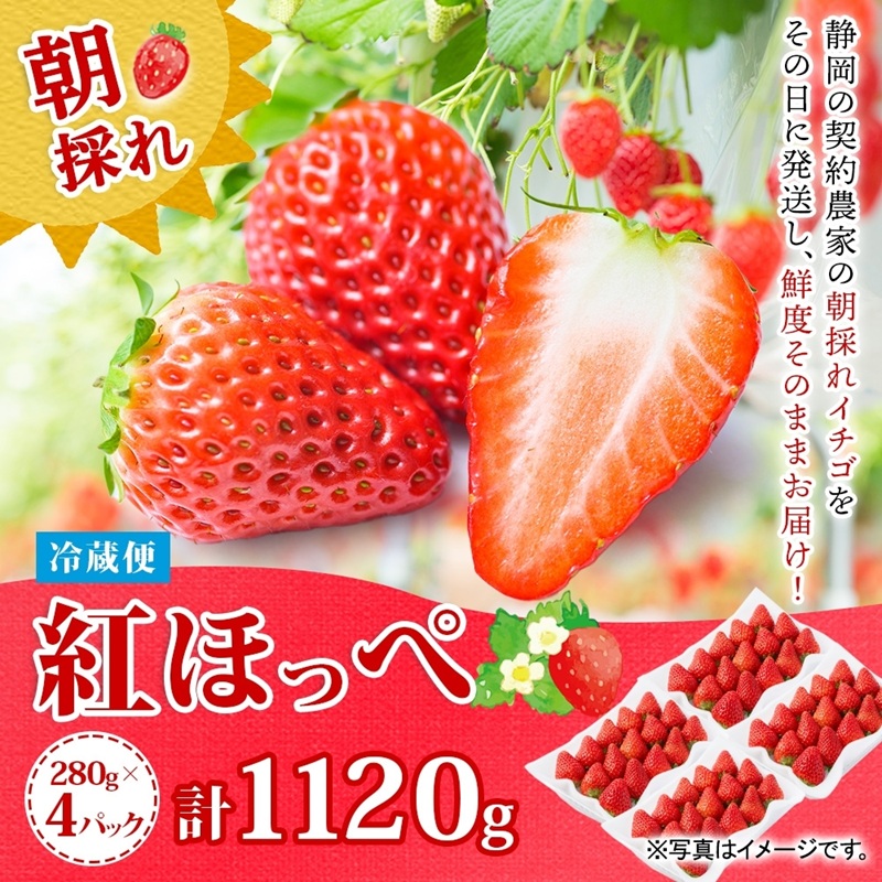 0017-106-02 富士宮市産 いちご 紅ほっぺ 280g×4P 計1120g