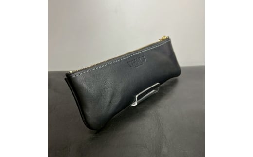 YIHALS ハンドメイド 牛革 ペンケース ネイビーブルー《靴屋が手掛ける革製品》｜イハレス レザー 革小物 [0647]