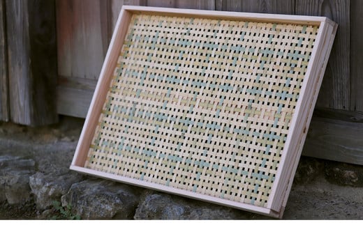 えびら(竹編み平かご) 四ツ目編み (大) 竹ざる 梅干しざる 干し野菜 TT099