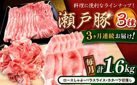 【全3回定期便】瀬戸豚3種セット計1.6kg豚肉 [BBBQ061] 豚肉 定期便