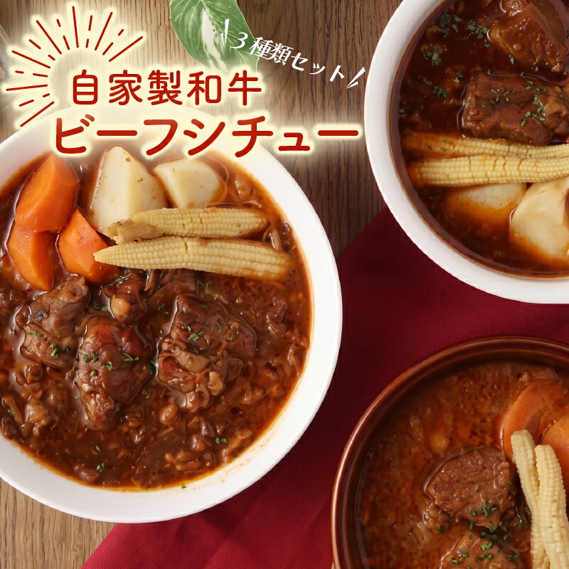 【ふるさと納税】 自家製 和牛ビーフシチュー 3種類 各220g 冷凍 ほほ肉 牛タン サイコロステーキ