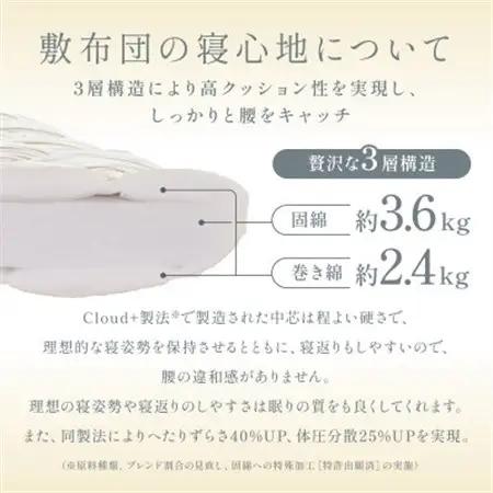APHRODITA 日葵ボリューム羊毛混 敷布団セミダブルロング 日本製 創業150年の信頼と実績【1098336】