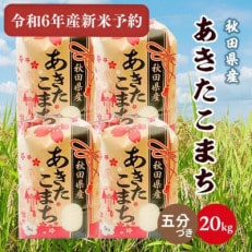 【新米予約】令和6年産秋田県産あきたこまち20kg(5kg×4袋)(五分つき)9月下旬順次発送