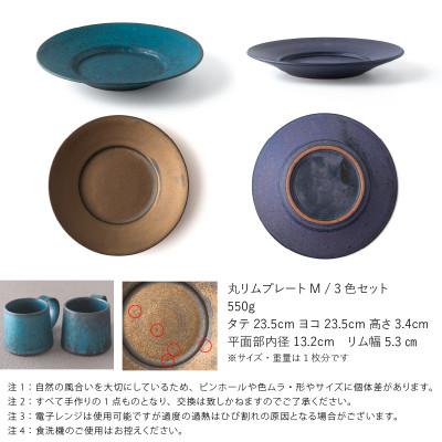 ふるさと納税 瑞浪市 【3色SET】 恩田陽子 リムプレート 皿 M 23.5cm 美濃焼 |  | 01