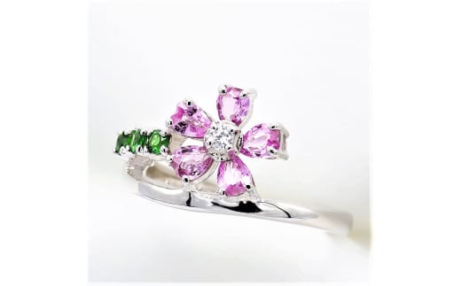 【ふるさと納税】 ピンク サファイヤ 桜モチーフ リング 0.70ct Pt900 (13523)