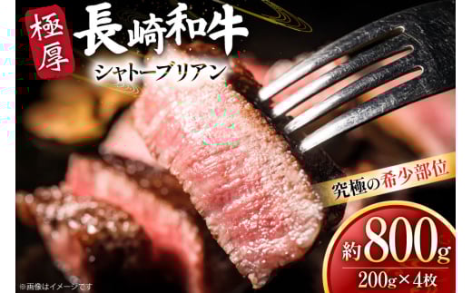 牛肉 和牛 長崎和牛 極厚 シャトーブリアン 200g 4枚 計約800g [黒牛 長崎県 東彼杵町 hs42bag750094] 赤身肉 ステーキ シャトー シャトーブリアン 長崎和牛 和牛